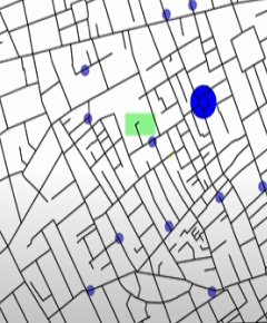 A screenshot of a page with visualization of Interactive Map of the 1854 Cholera Epidemic 